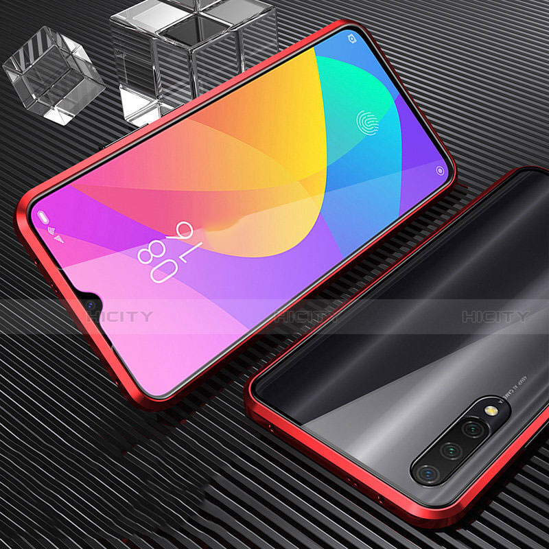 Custodia Lusso Alluminio Laterale Specchio 360 Gradi Cover per Xiaomi Mi A3 Rosso