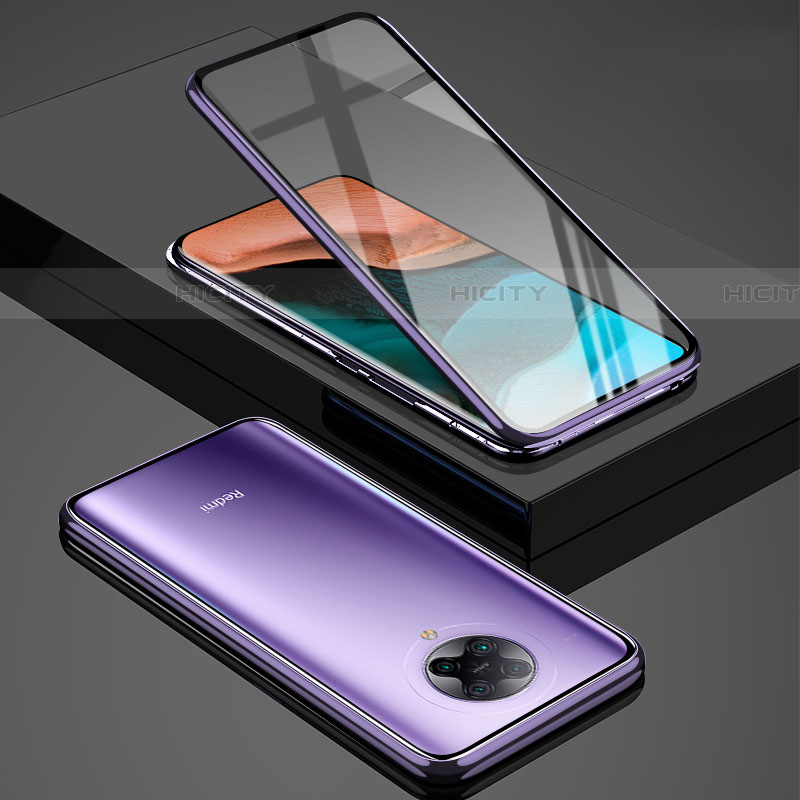 Custodia Lusso Alluminio Laterale Specchio 360 Gradi Cover per Xiaomi Poco F2 Pro Viola