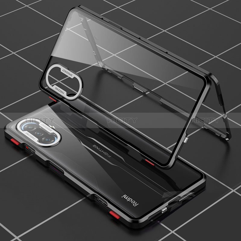 Custodia Lusso Alluminio Laterale Specchio 360 Gradi Cover per Xiaomi Poco F3 GT 5G Nero