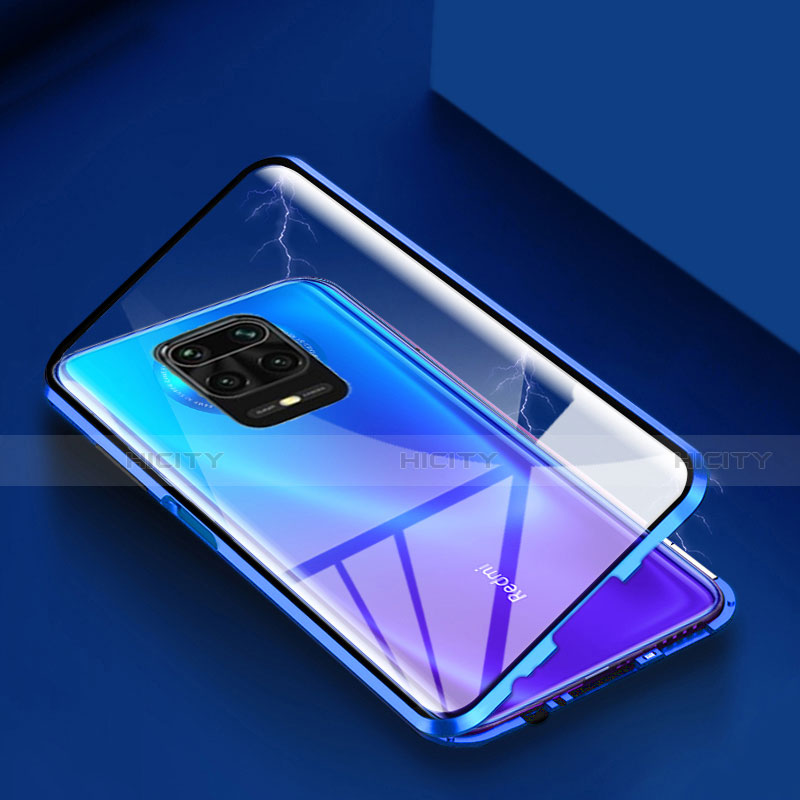 Custodia Lusso Alluminio Laterale Specchio 360 Gradi Cover per Xiaomi Poco M2 Pro Blu