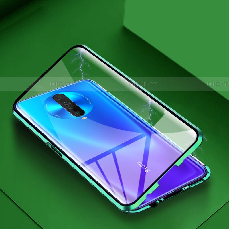 Custodia Lusso Alluminio Laterale Specchio 360 Gradi Cover per Xiaomi Poco X2 Verde