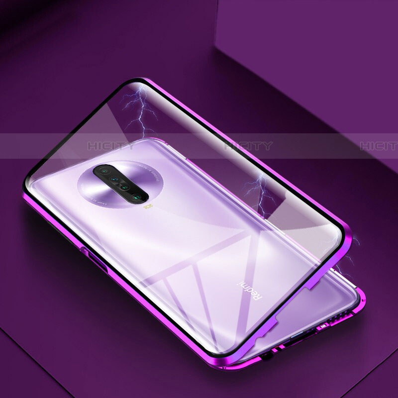 Custodia Lusso Alluminio Laterale Specchio 360 Gradi Cover per Xiaomi Poco X2 Viola