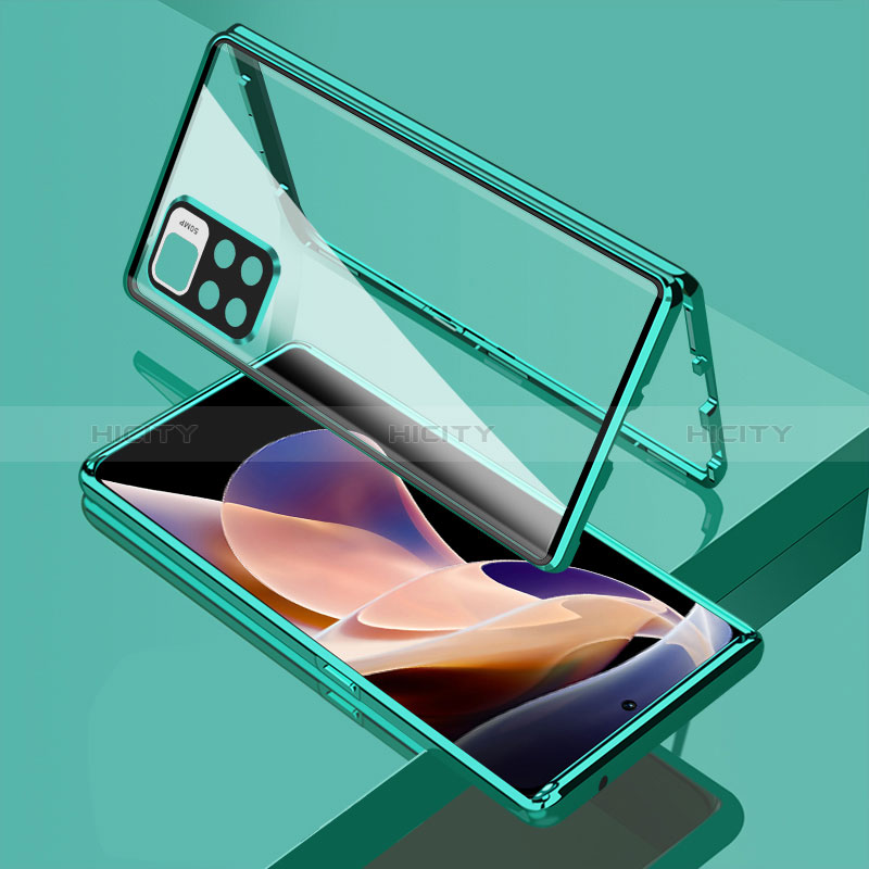 Custodia Lusso Alluminio Laterale Specchio 360 Gradi Cover per Xiaomi Poco X4 NFC Verde