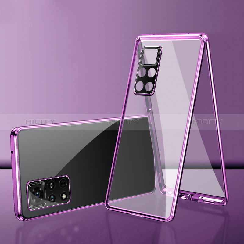 Custodia Lusso Alluminio Laterale Specchio 360 Gradi Cover per Xiaomi Redmi Note 11 4G (2022) Viola