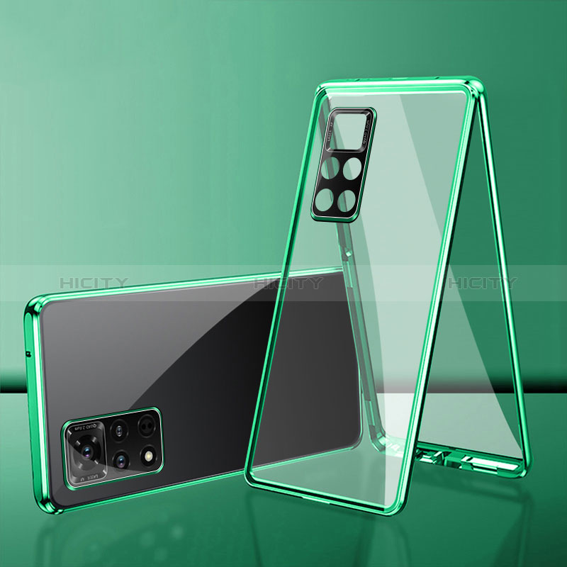 Custodia Lusso Alluminio Laterale Specchio 360 Gradi Cover per Xiaomi Redmi Note 11 Pro 4G Verde