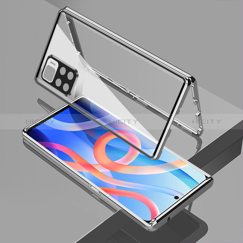 Custodia Lusso Alluminio Laterale Specchio 360 Gradi Cover per Xiaomi Redmi Note 11T 5G Argento