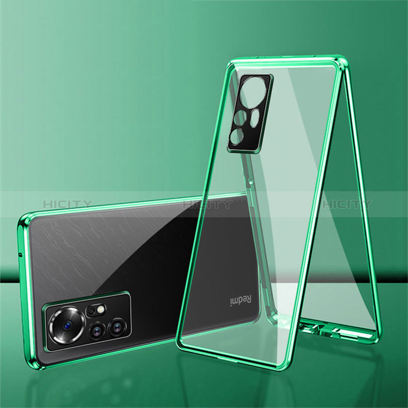 Custodia Lusso Alluminio Laterale Specchio 360 Gradi Cover per Xiaomi Redmi Note 12S Verde