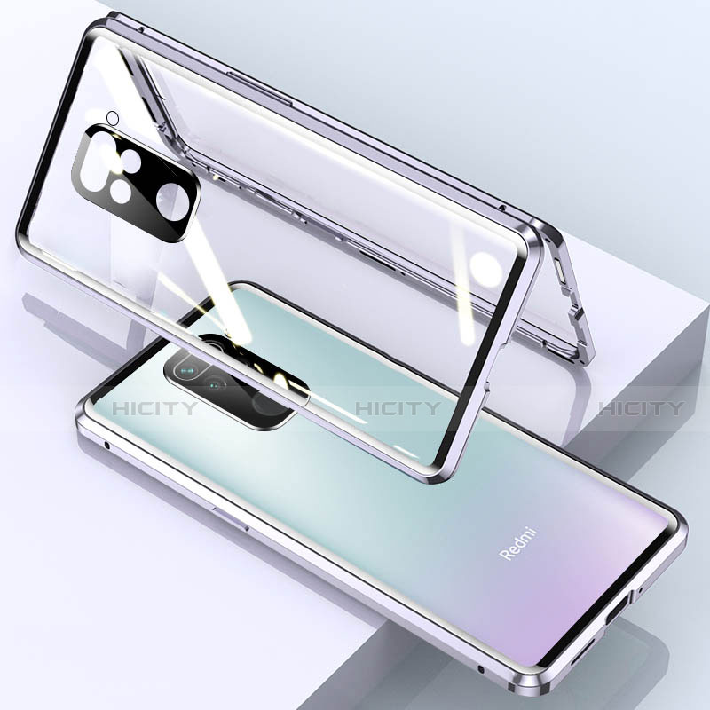 Custodia Lusso Alluminio Laterale Specchio 360 Gradi Cover per Xiaomi Redmi Note 9 Argento