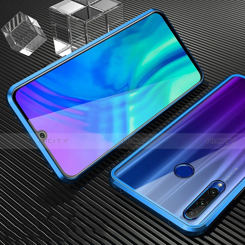 Custodia Lusso Alluminio Laterale Specchio 360 Gradi Cover T01 per Huawei Honor 20i Blu