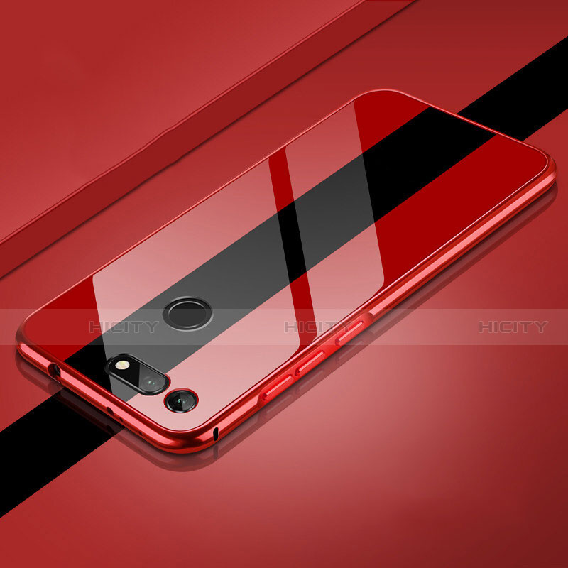 Custodia Lusso Alluminio Laterale Specchio 360 Gradi Cover T01 per Huawei Honor V20 Rosso