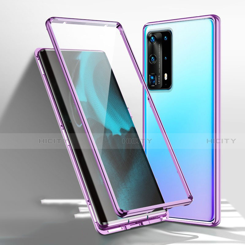 Custodia Lusso Alluminio Laterale Specchio 360 Gradi Cover T01 per Huawei P40 Pro+ Plus