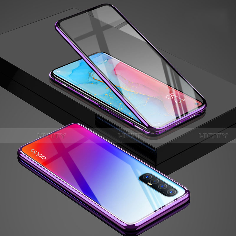 Custodia Lusso Alluminio Laterale Specchio 360 Gradi Cover T01 per Oppo Reno3 Pro