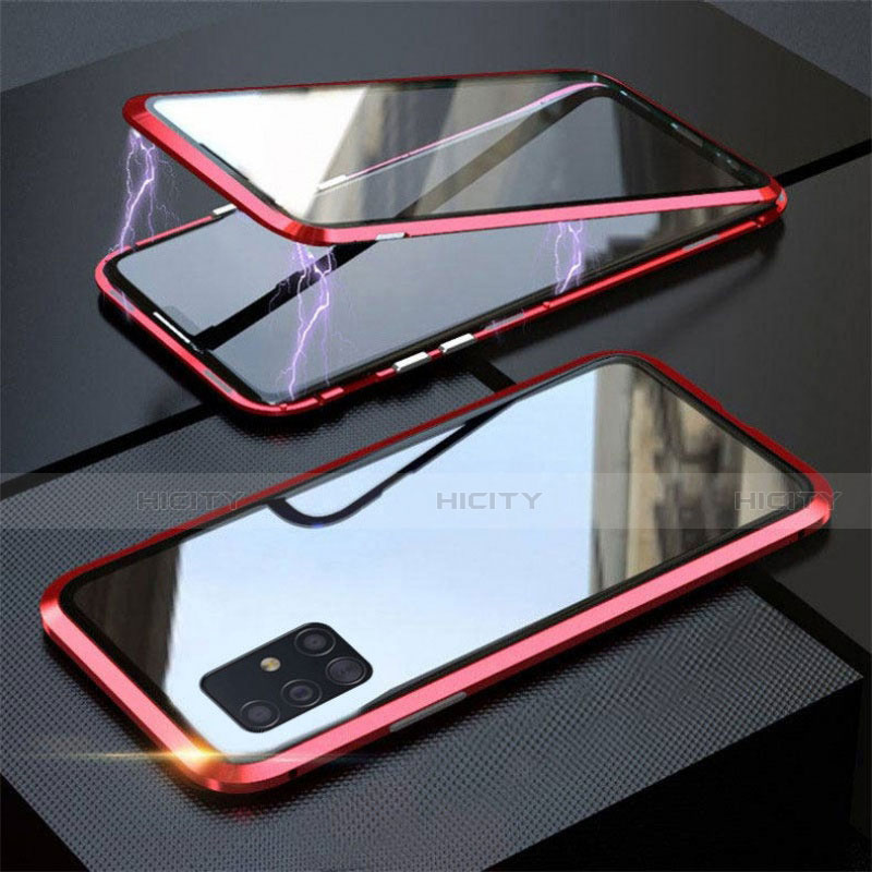 Custodia Lusso Alluminio Laterale Specchio 360 Gradi Cover T01 per Samsung Galaxy A51 5G Rosso