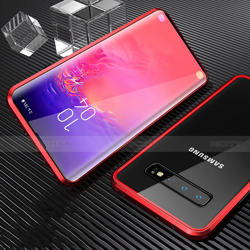 Custodia Lusso Alluminio Laterale Specchio 360 Gradi Cover T01 per Samsung Galaxy S10 5G Rosso