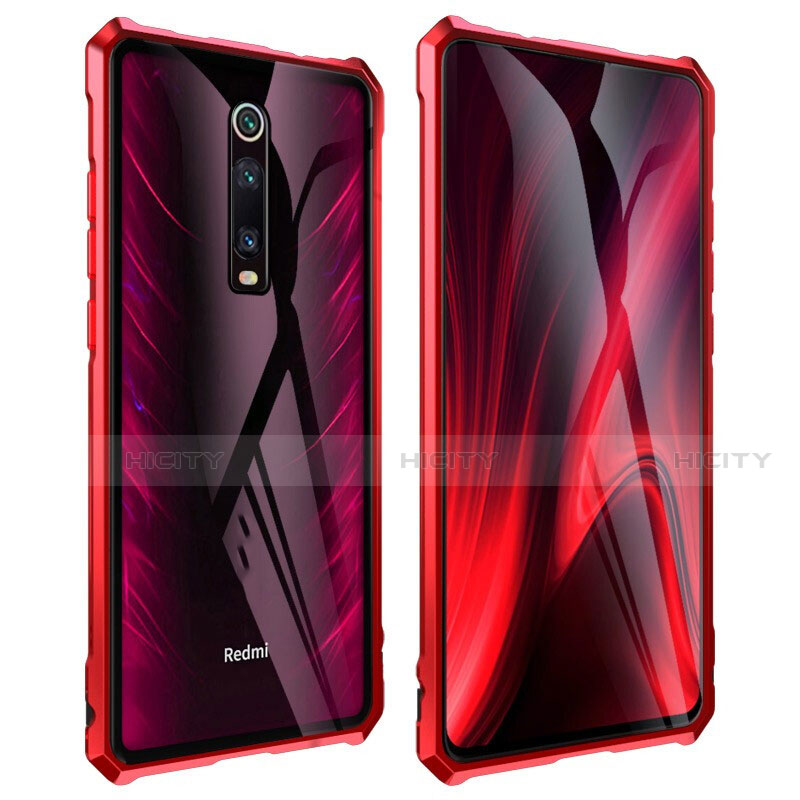 Custodia Lusso Alluminio Laterale Specchio 360 Gradi Cover T01 per Xiaomi Mi 9T Rosso