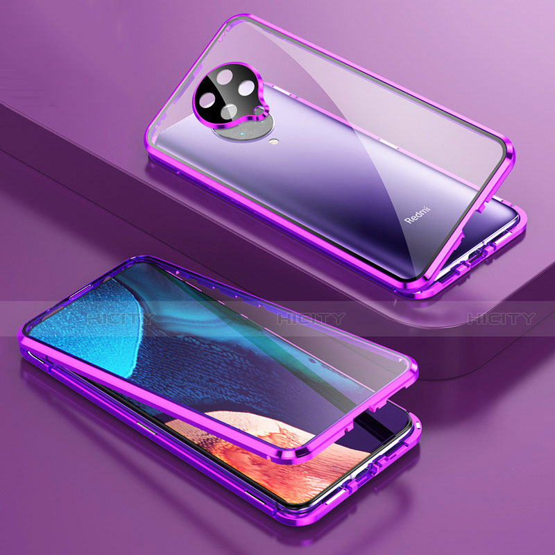 Custodia Lusso Alluminio Laterale Specchio 360 Gradi Cover T01 per Xiaomi Redmi K30 Pro Zoom Viola