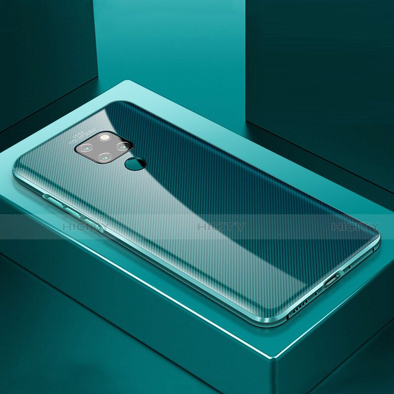 Custodia Lusso Alluminio Laterale Specchio 360 Gradi Cover T02 per Huawei Mate 20 Verde