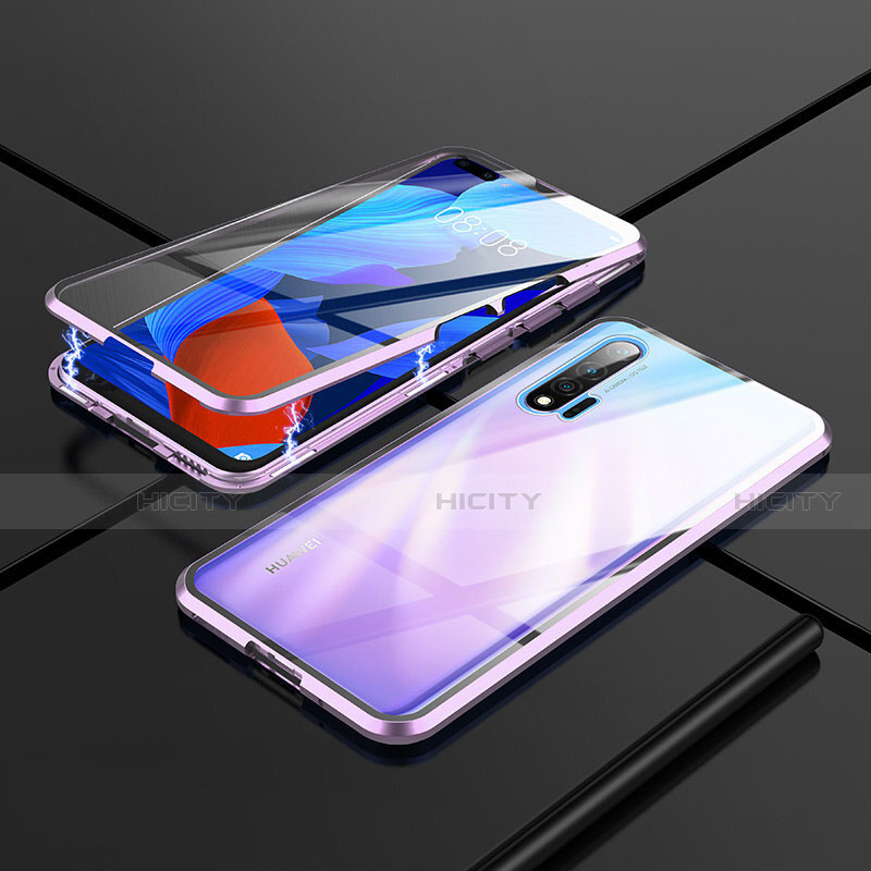 Custodia Lusso Alluminio Laterale Specchio 360 Gradi Cover T02 per Huawei Nova 6 5G Viola