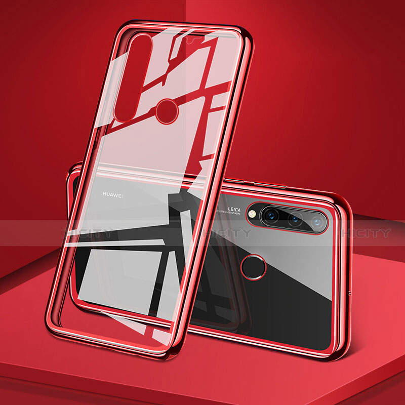 Custodia Lusso Alluminio Laterale Specchio 360 Gradi Cover T02 per Huawei P30 Lite XL Rosso