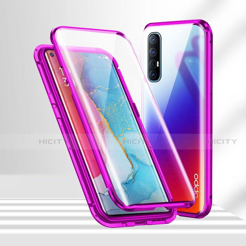 Custodia Lusso Alluminio Laterale Specchio 360 Gradi Cover T02 per Oppo Reno3 Pro