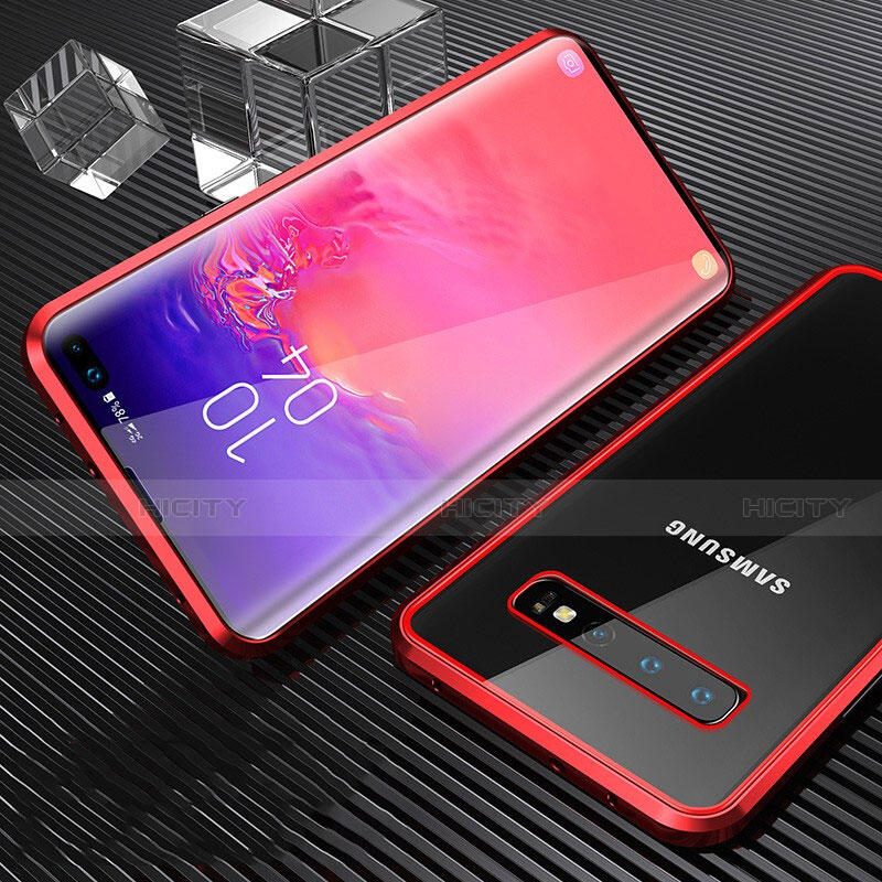 Custodia Lusso Alluminio Laterale Specchio 360 Gradi Cover T02 per Samsung Galaxy S10 Plus