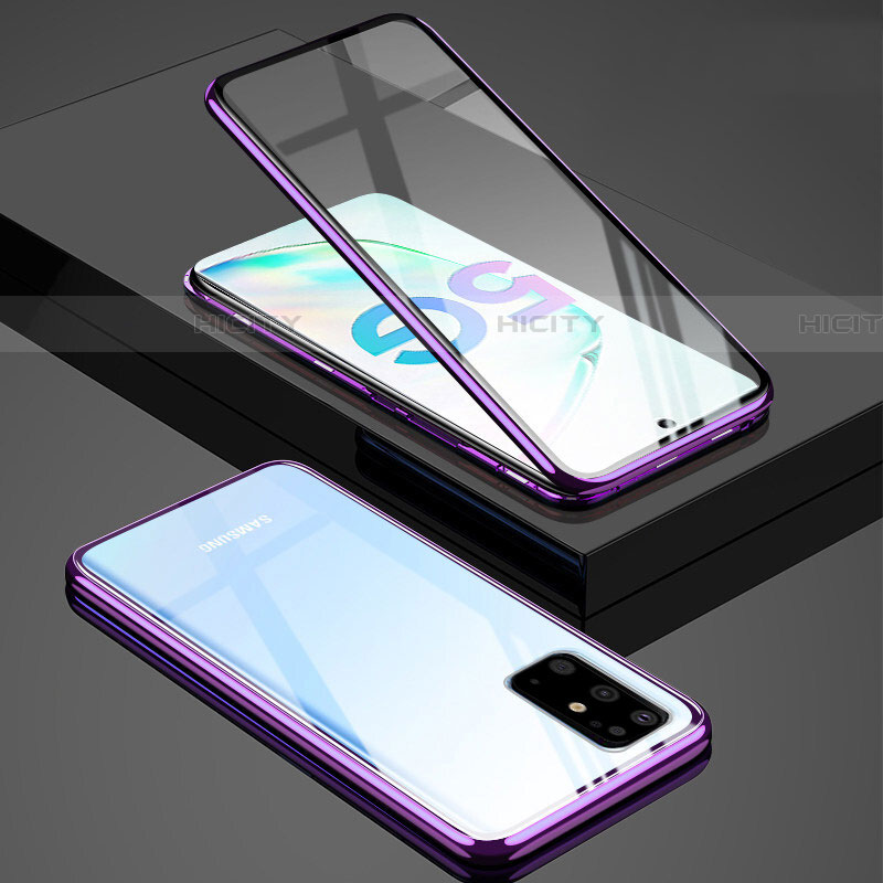 Custodia Lusso Alluminio Laterale Specchio 360 Gradi Cover T02 per Samsung Galaxy S20 Plus Viola