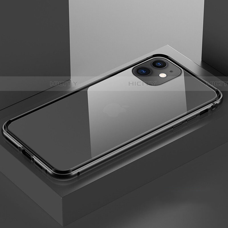 Custodia Lusso Alluminio Laterale Specchio 360 Gradi Cover T03 per Apple iPhone 11 Nero