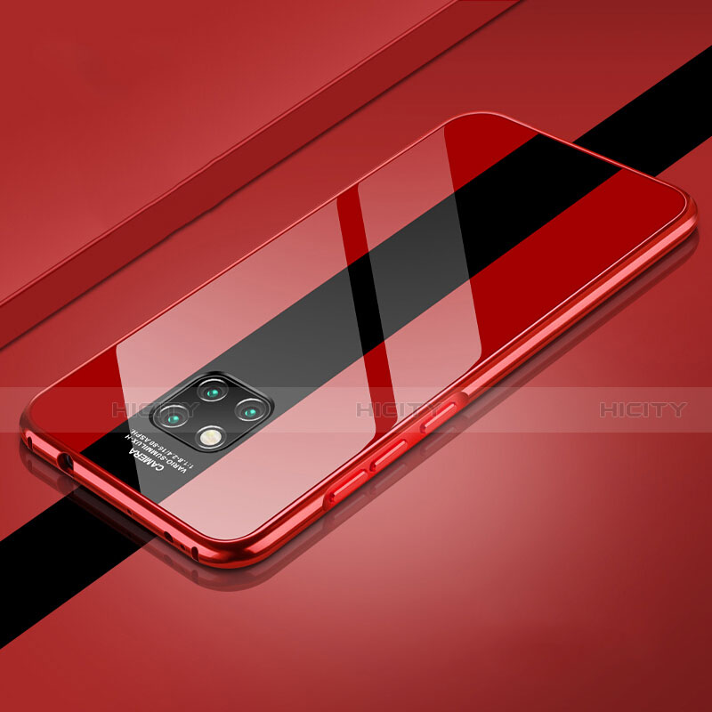 Custodia Lusso Alluminio Laterale Specchio 360 Gradi Cover T03 per Huawei Mate 20 Pro Rosso