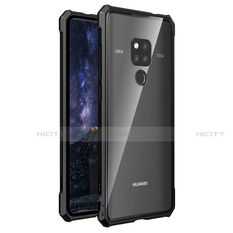 Custodia Lusso Alluminio Laterale Specchio 360 Gradi Cover T03 per Huawei Mate 20 X 5G Nero