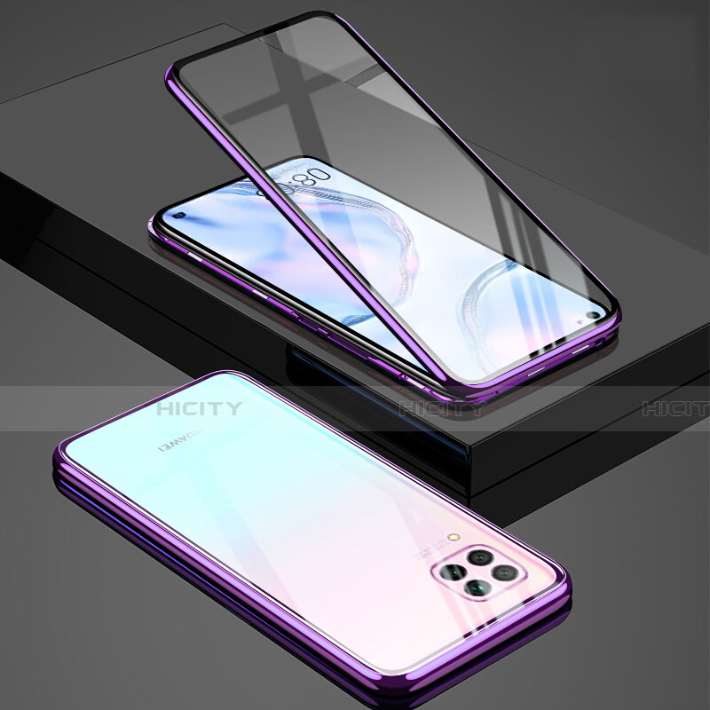 Custodia Lusso Alluminio Laterale Specchio 360 Gradi Cover T03 per Huawei Nova 6 SE Viola