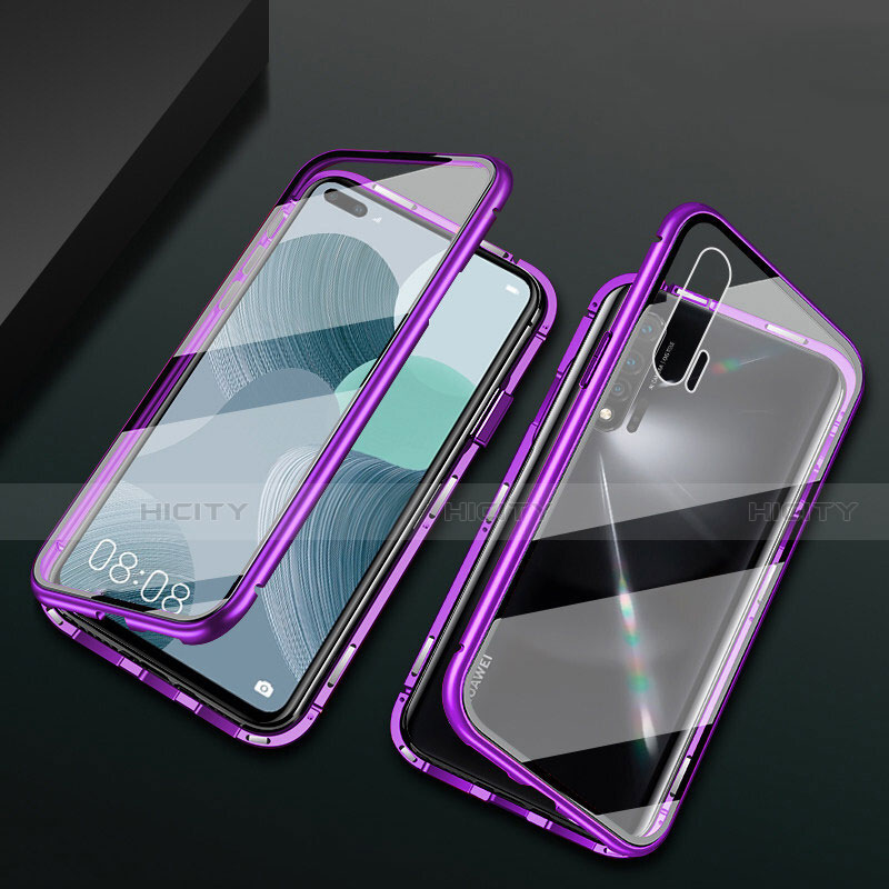 Custodia Lusso Alluminio Laterale Specchio 360 Gradi Cover T03 per Huawei Nova 6 Viola