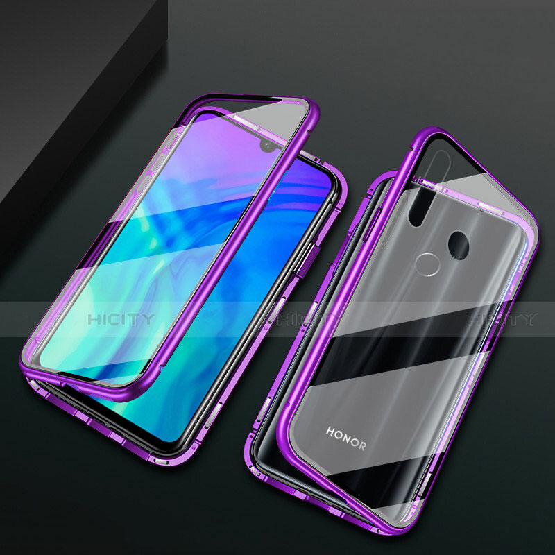 Custodia Lusso Alluminio Laterale Specchio 360 Gradi Cover T04 per Huawei Honor 10i Viola