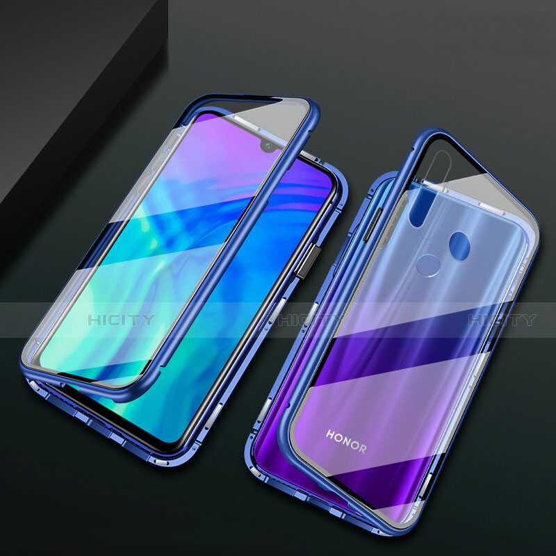 Custodia Lusso Alluminio Laterale Specchio 360 Gradi Cover T04 per Huawei Honor 20 Lite Blu