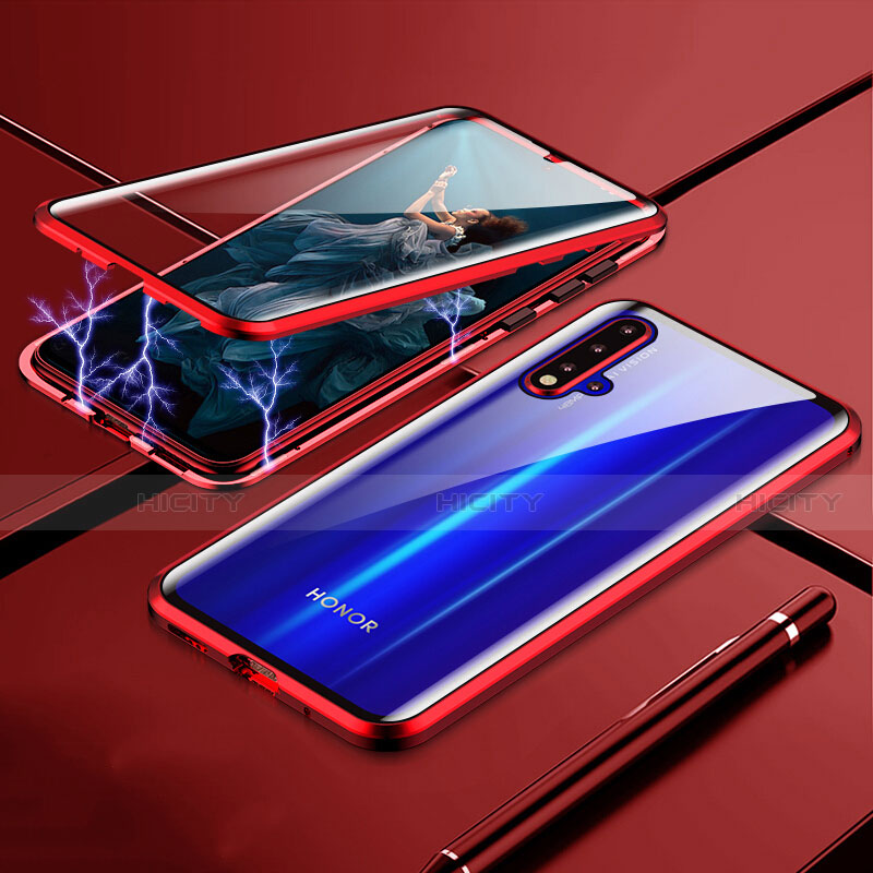 Custodia Lusso Alluminio Laterale Specchio 360 Gradi Cover T04 per Huawei Nova 5 Pro Rosso