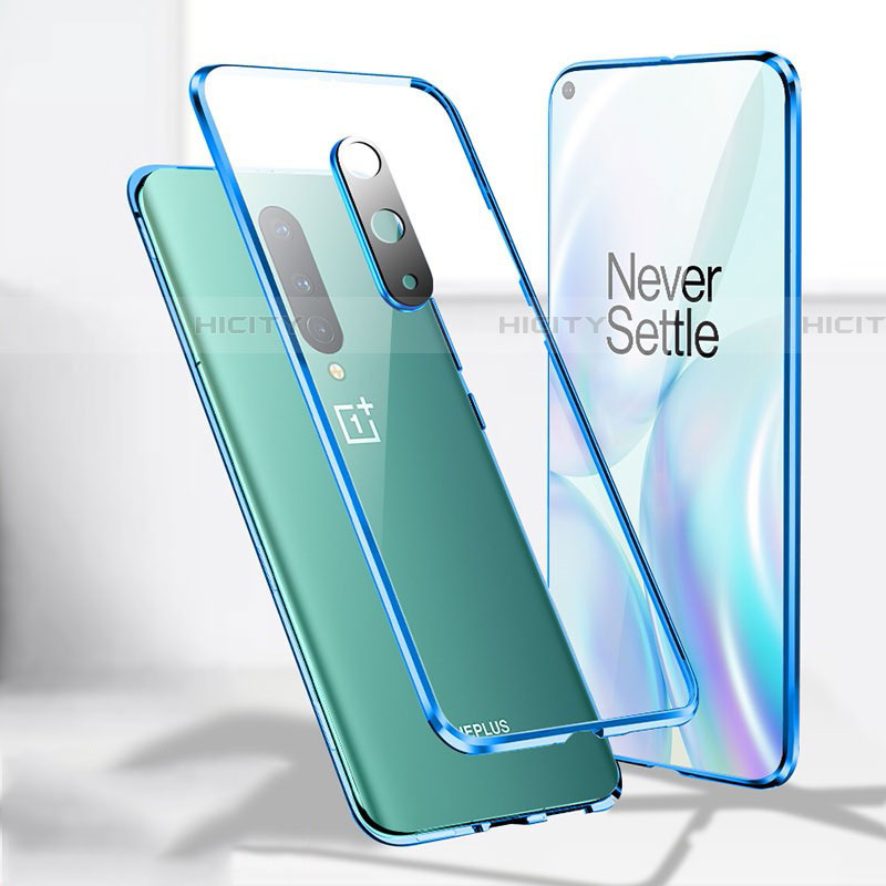 Custodia Lusso Alluminio Laterale Specchio 360 Gradi Cover T04 per OnePlus 8