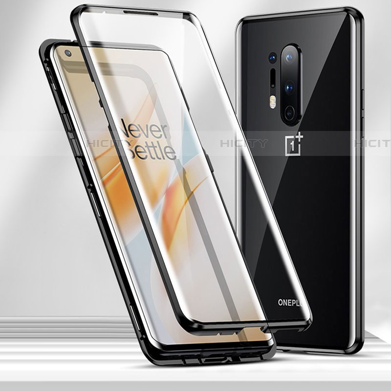 Custodia Lusso Alluminio Laterale Specchio 360 Gradi Cover T04 per OnePlus 8 Pro