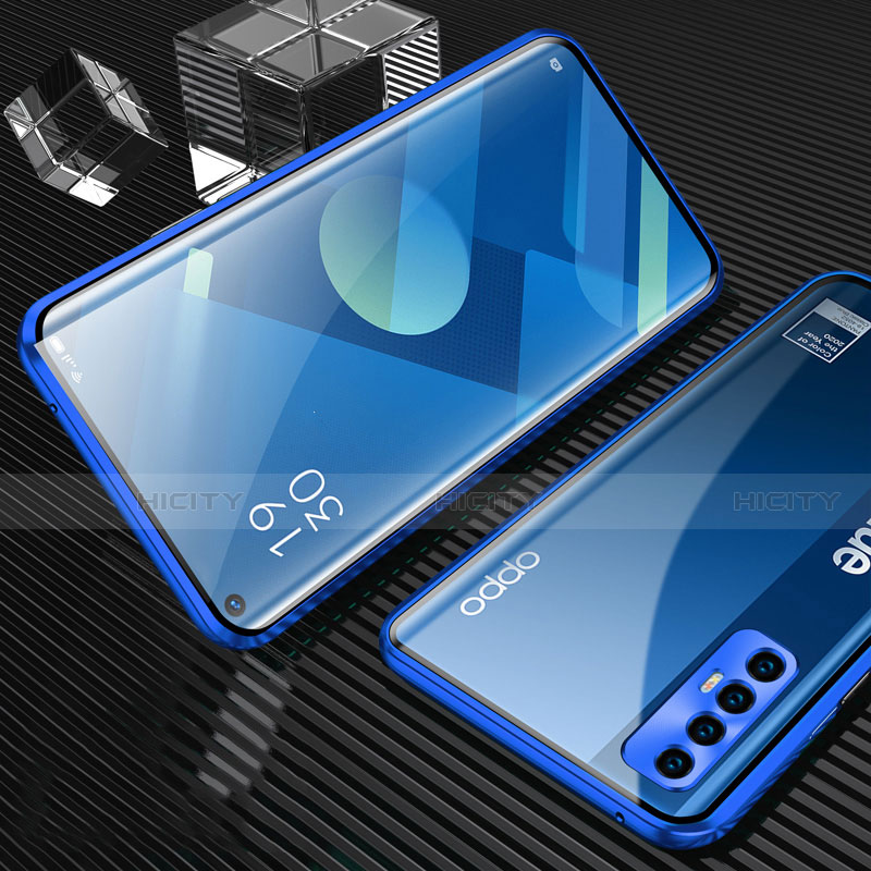 Custodia Lusso Alluminio Laterale Specchio 360 Gradi Cover T04 per Oppo Reno3 Pro