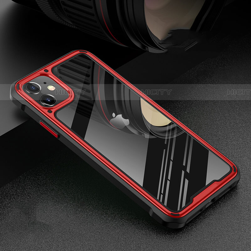 Custodia Lusso Alluminio Laterale Specchio 360 Gradi Cover T05 per Apple iPhone 11 Rosso