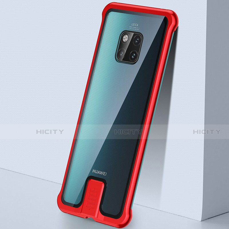 Custodia Lusso Alluminio Laterale Specchio 360 Gradi Cover T05 per Huawei Mate 20 Pro Rosso