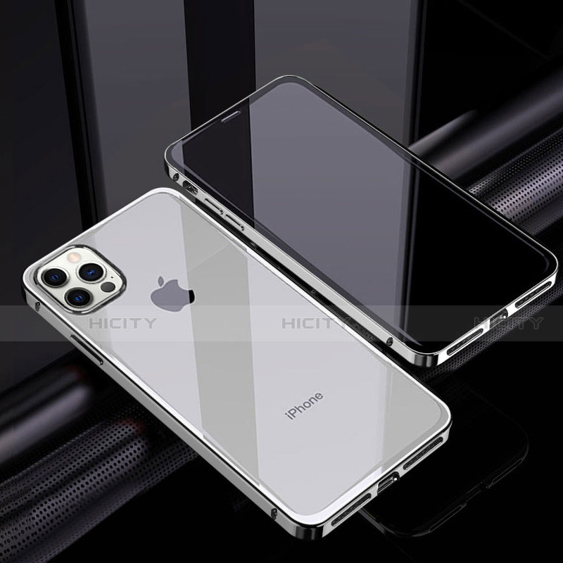 Custodia Lusso Alluminio Laterale Specchio 360 Gradi Cover T06 per Apple iPhone 12 Pro Max