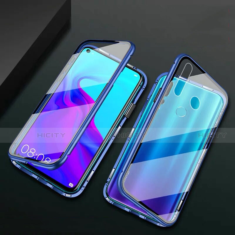 Custodia Lusso Alluminio Laterale Specchio 360 Gradi Cover T06 per Huawei Nova 4e Blu