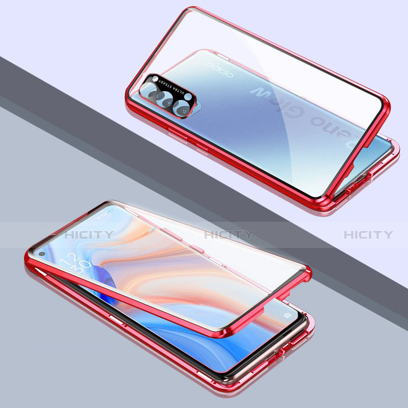 Custodia Lusso Alluminio Laterale Specchio 360 Gradi Cover T06 per Oppo Reno4 5G