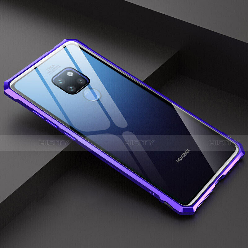 Custodia Lusso Alluminio Laterale Specchio 360 Gradi Cover T07 per Huawei Mate 20 Viola