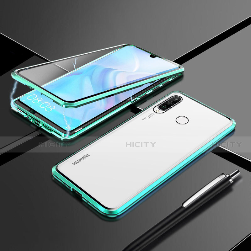 Custodia Lusso Alluminio Laterale Specchio 360 Gradi Cover T07 per Huawei Nova 4e Verde