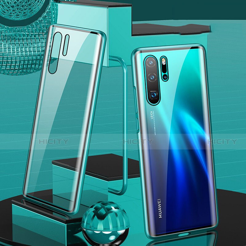 Custodia Lusso Alluminio Laterale Specchio 360 Gradi Cover T07 per Huawei P30 Pro New Edition Verde