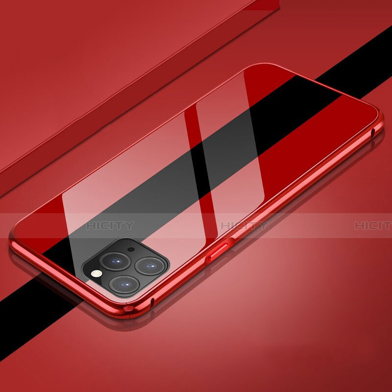 Custodia Lusso Alluminio Laterale Specchio 360 Gradi Cover T08 per Apple iPhone 11 Pro Max Rosso