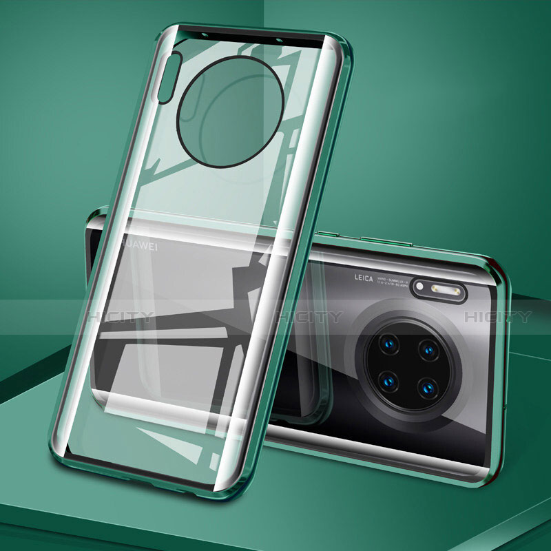 Custodia Lusso Alluminio Laterale Specchio 360 Gradi Cover T08 per Huawei Mate 30E Pro 5G Verde