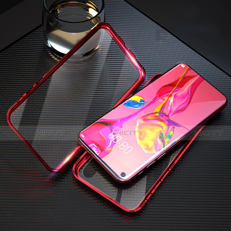 Custodia Lusso Alluminio Laterale Specchio 360 Gradi Cover T09 per Huawei Honor 20 Rosso