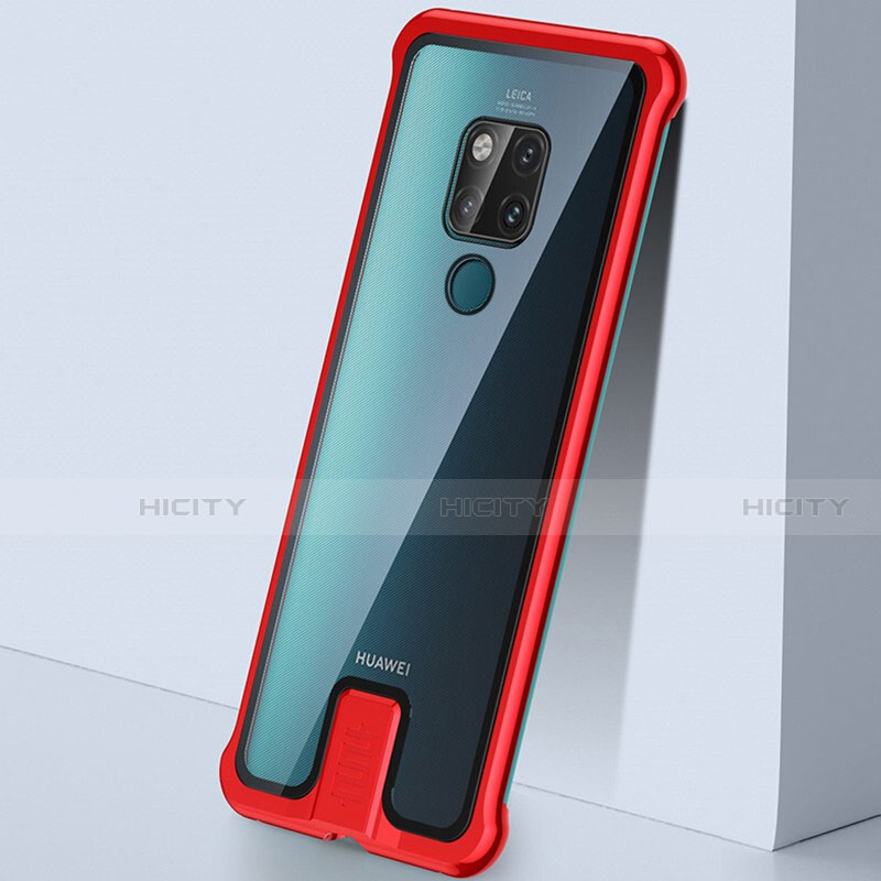 Custodia Lusso Alluminio Laterale Specchio 360 Gradi Cover T09 per Huawei Mate 20 Rosso