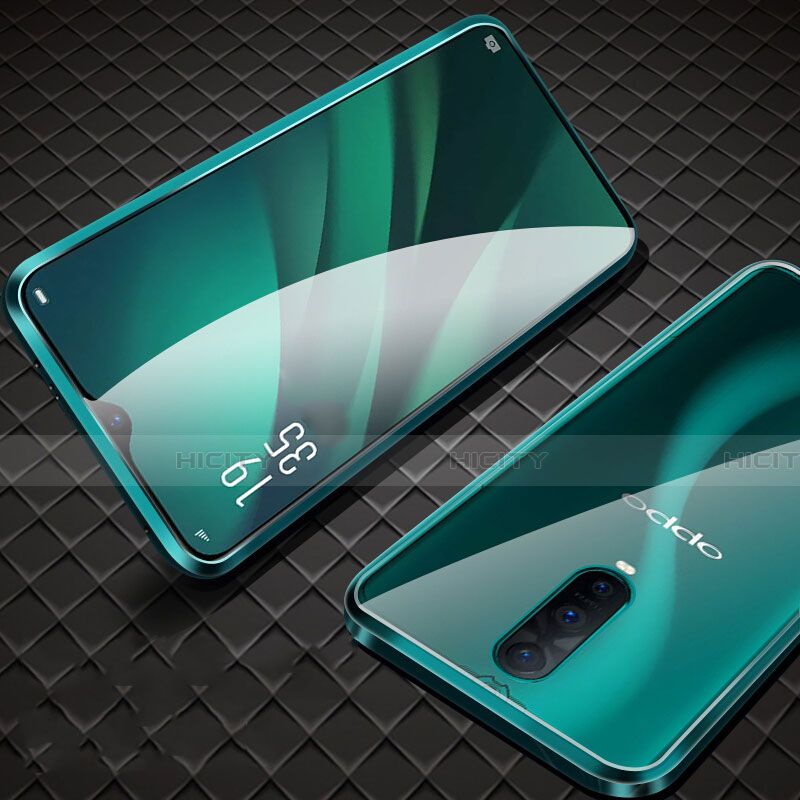 Custodia Lusso Alluminio Laterale Specchio 360 Gradi Cover T09 per Oppo R17 Pro Verde